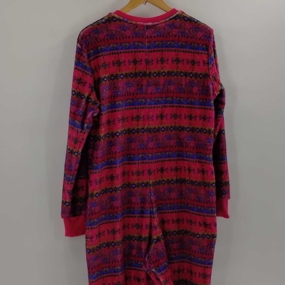 Natural Life one Piece pajamas pink blue multicolor x-small to small fleece zip - Picture 10 of 13